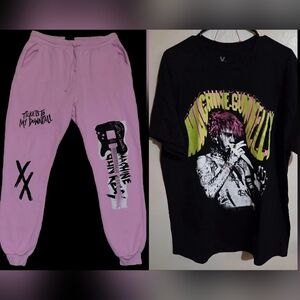 MGK Tickets To My Downfall RARE Pink Sweatpants & MGK T-Shirt NWOT Size XL